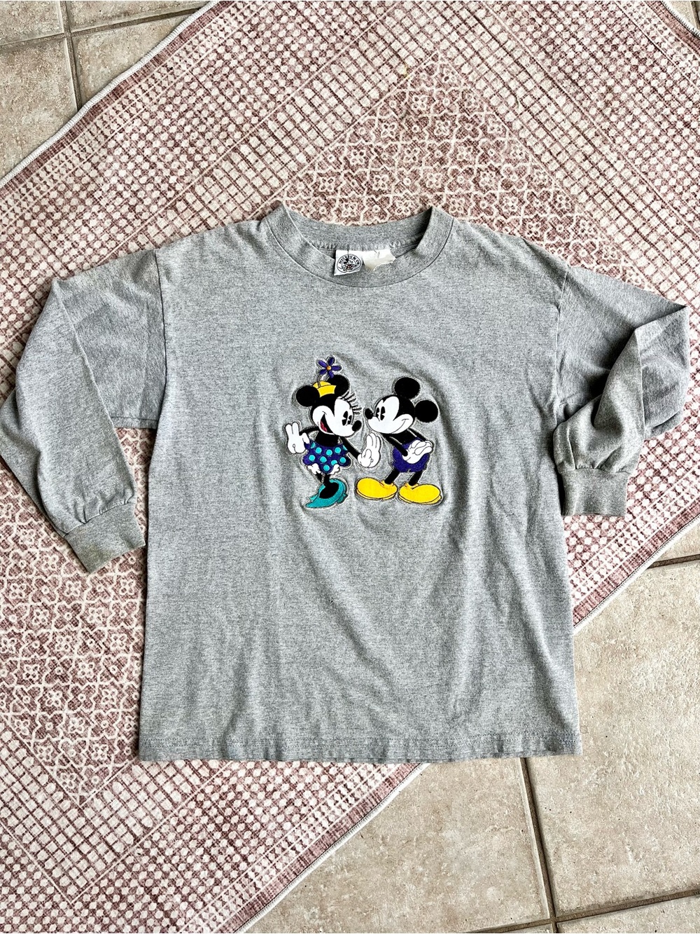 Vintage Disney Shirt Light Grey Mickey Minnie  Women’s Small